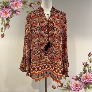 Paisley Print long sleeve loose fit blouse‎ size small
